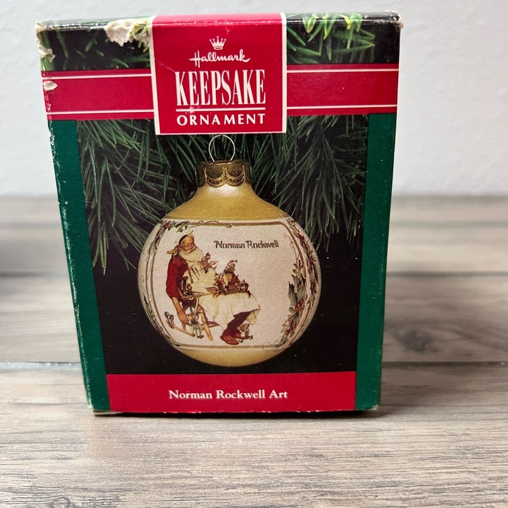 Hallmark Vintage 1991 Christmas Ornament "Santa & His Helpers"‎ Norman Rockwell